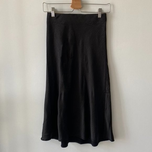 Nordstrom Rack Black Silk Midi Skirt - Picture 2 of 3